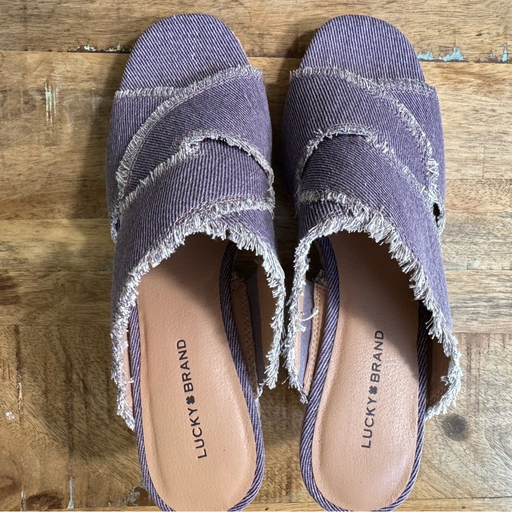 Lucky Brand Purple Denim Mule Wedges - Size 9 - NWOT